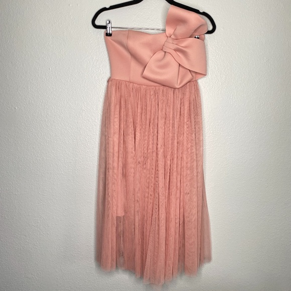 asos scuba bow front tulle midi dress - Picture 2 of 7